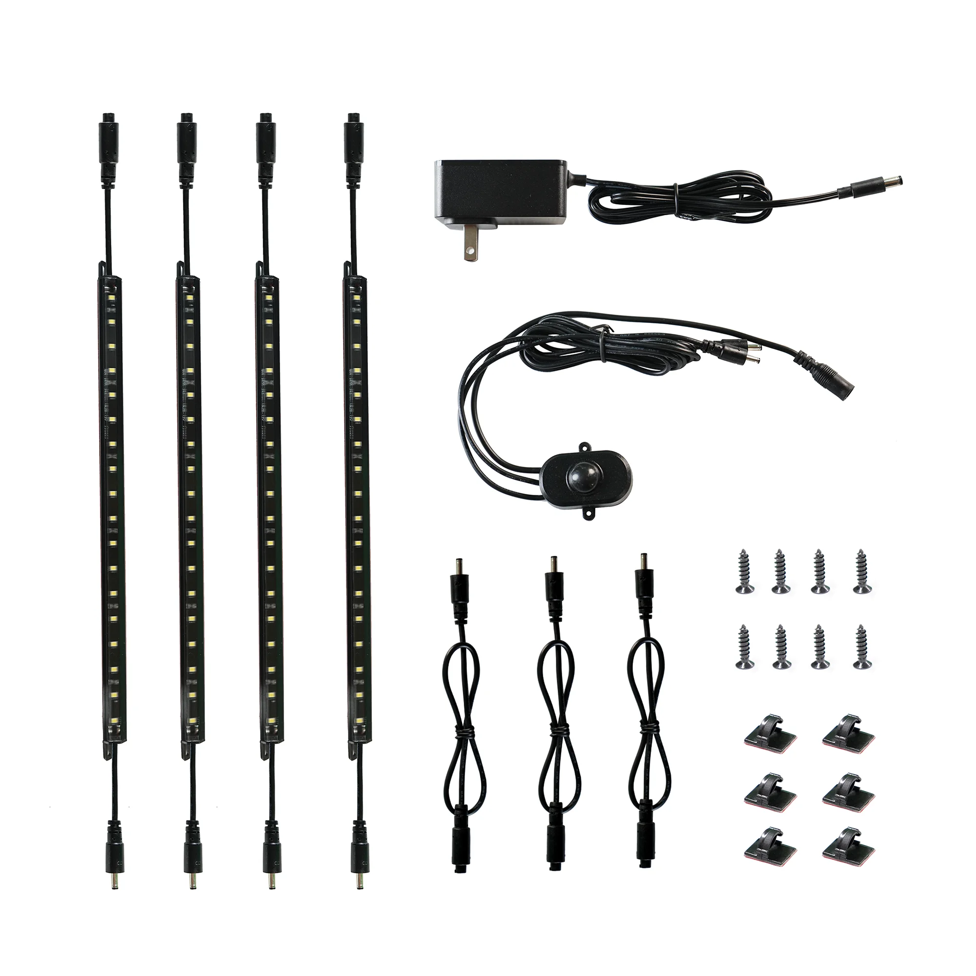 4X 12 inch 600lm 5000k daylight  linkable light bars+ rocker switch  for under cabinet gun safe