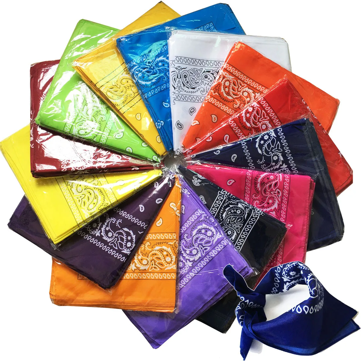 Wholesale multifunction colourful custom 100% cotton square fabric classic paisley bandana (1600471336659)