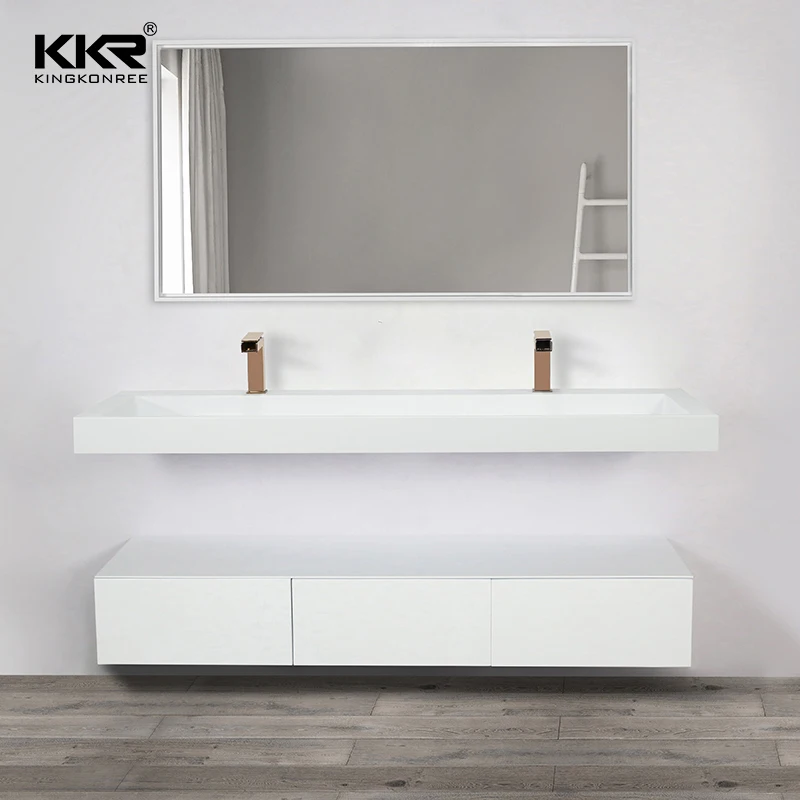 Kkr New Style Wall Hung Gray Concrete Mold Bathroom Basin Wall Mounted Concrete Sink