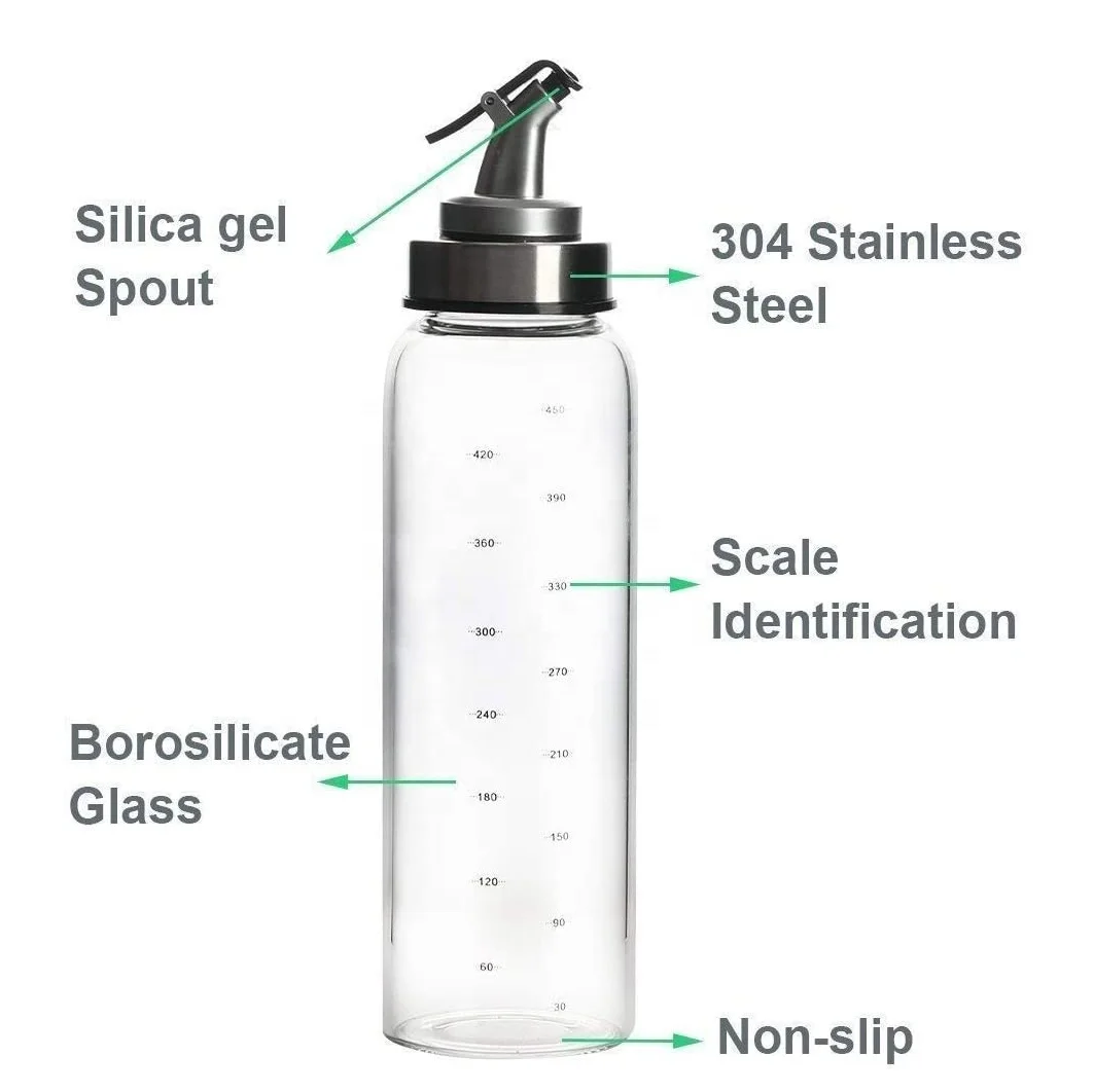 No-Drip Lead-Free Glass Oil Container for Vegetable Olive Oil Dispenser Bottle