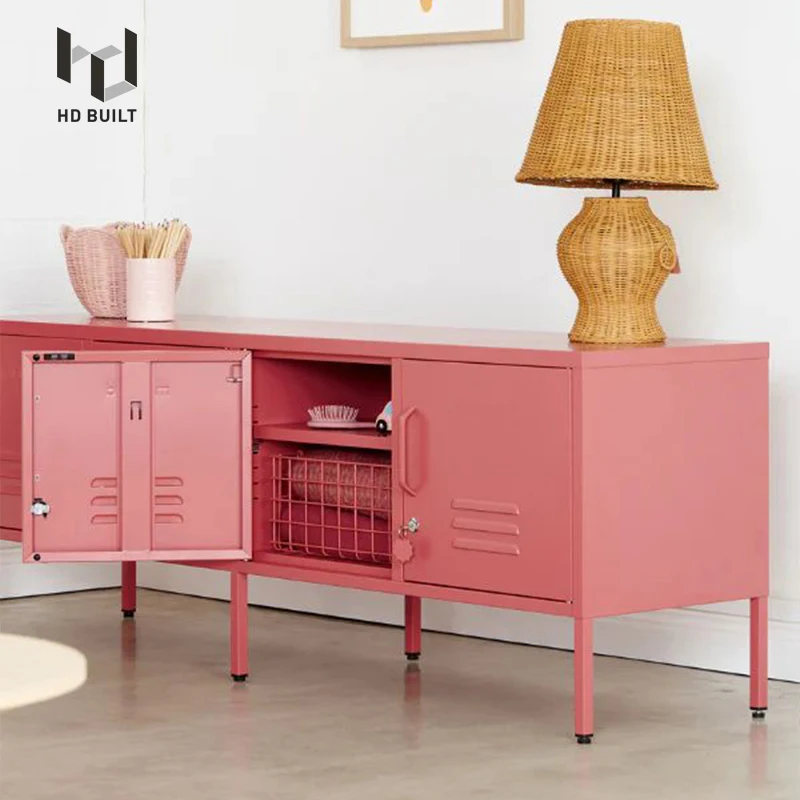 Home furniture Living Room modern colorful steel TV cabinet metal living room storage cabinet swing Door Cabinet