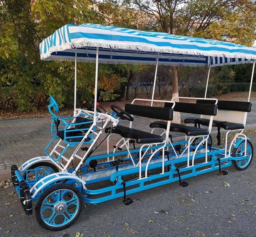 park rent 6 tandem bike with alloy rim/6 persons surrey bike/China oem 6 seats surrey bicycles for sale online
