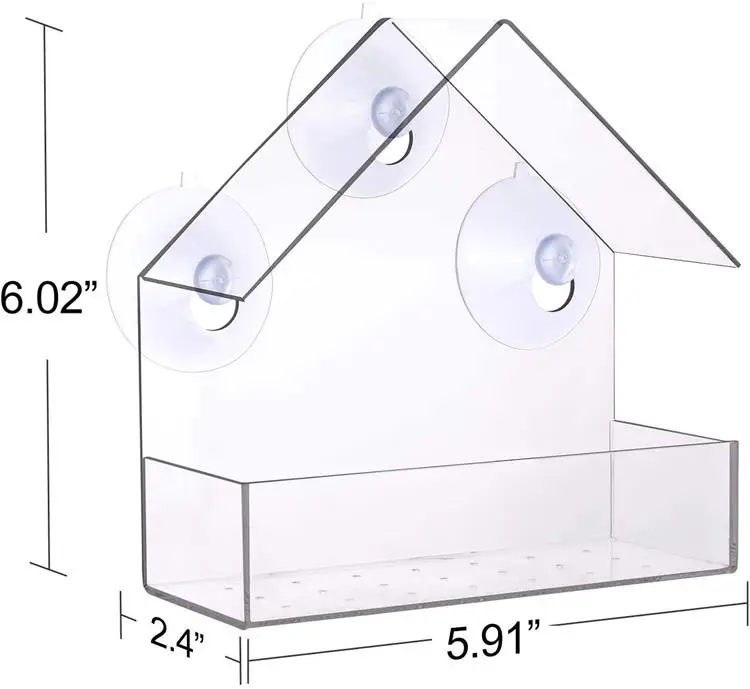 Heavy Duty Bird Feeder House Acrylic Pegons Cage Bird Window Feeder