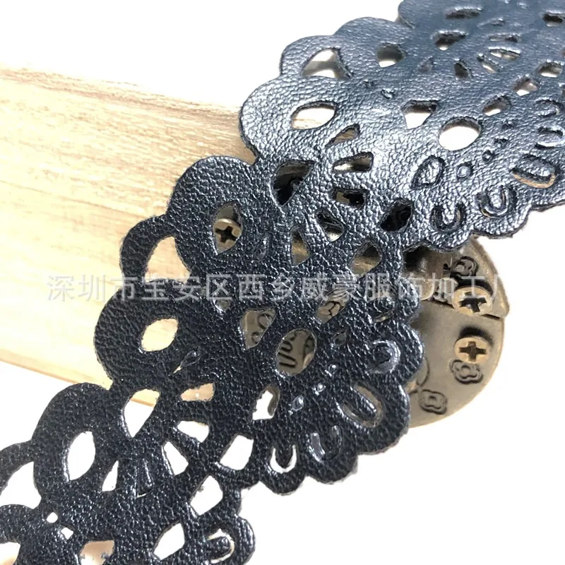 Ultrasonic carved hole leather strap lace new arrival wave small flower PU hollow bar code dance dress lace ornament