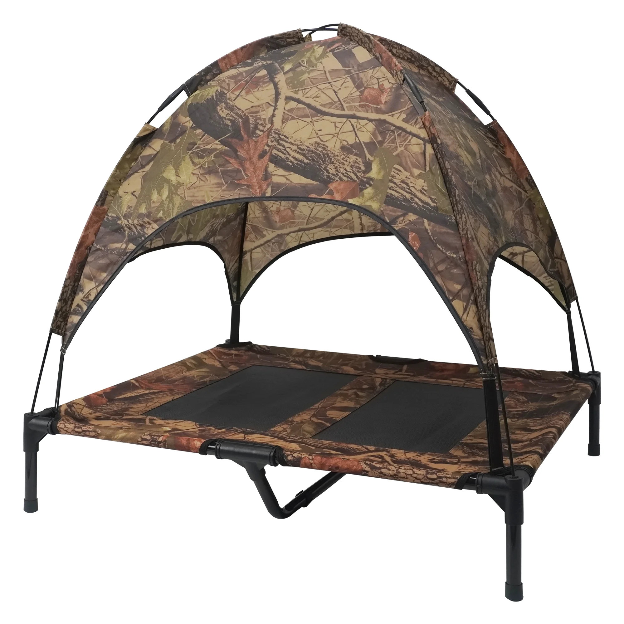 CANBO Iron-frame Elevated Camouflage Tent Shade Pet Dog Bed Outdoor Tent Bed for Large Dogs