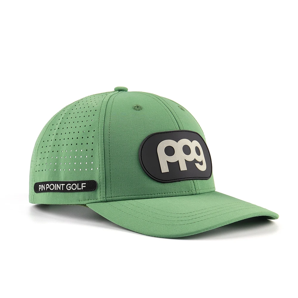 New Arrival Design Hydro Golf Hat with Custom Rectangle Rubber Patch Breathable Perforated Sport Baseball Cap for Walking Travel