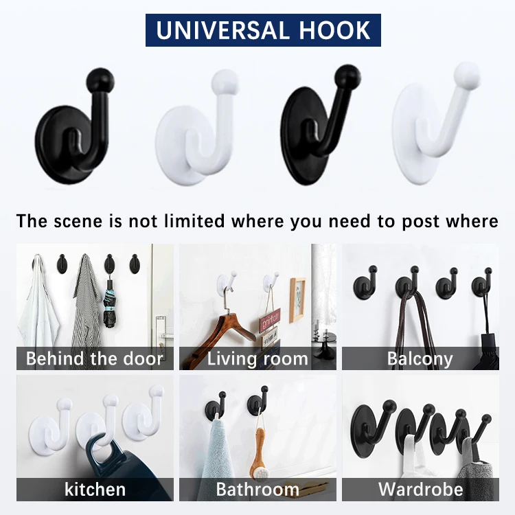 Cute Plastic Round Oval Abs Strong 502 Positioning Glue Bath Clothes Towel Coat Hanger Hooks