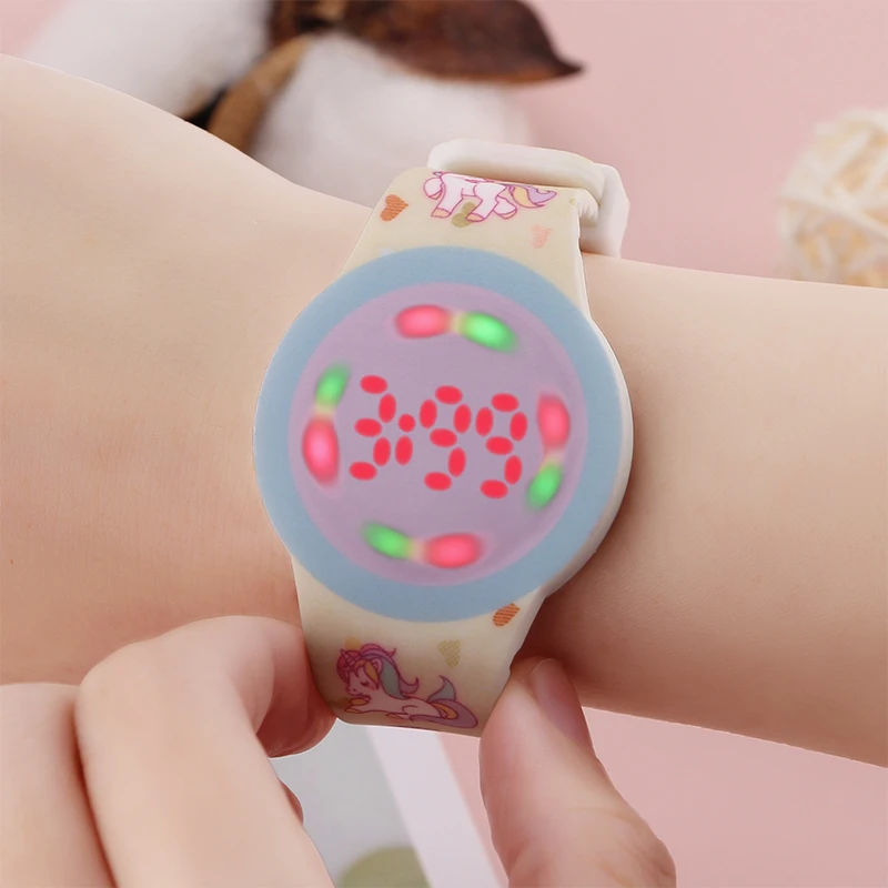 Fashion Cute Unicorn Pattern Kids LED Silicone Watch Wholesale Price
