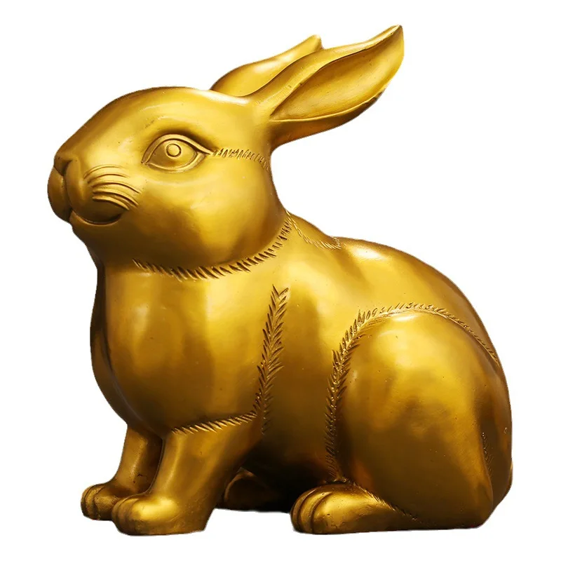 Factory customize brass animal statues rabbit sculpture desk top ornaments brass statues copper products