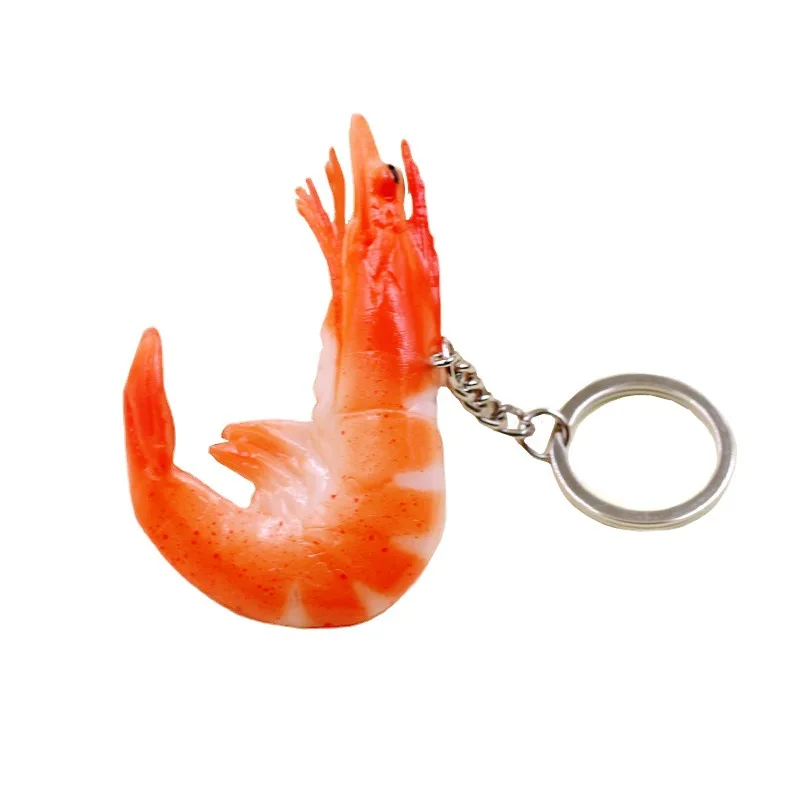 Funny Simulation Shrimp Key chains PVC Prawn Keyring Food Sea Animal Shrimp Kid Toy Woman Girl Jewelry Accessory Shrimp Keychain