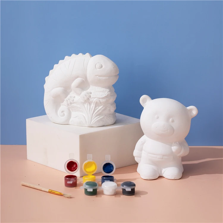 Factory direct 3D creative design kids educational diy ceramic painting coloring toys