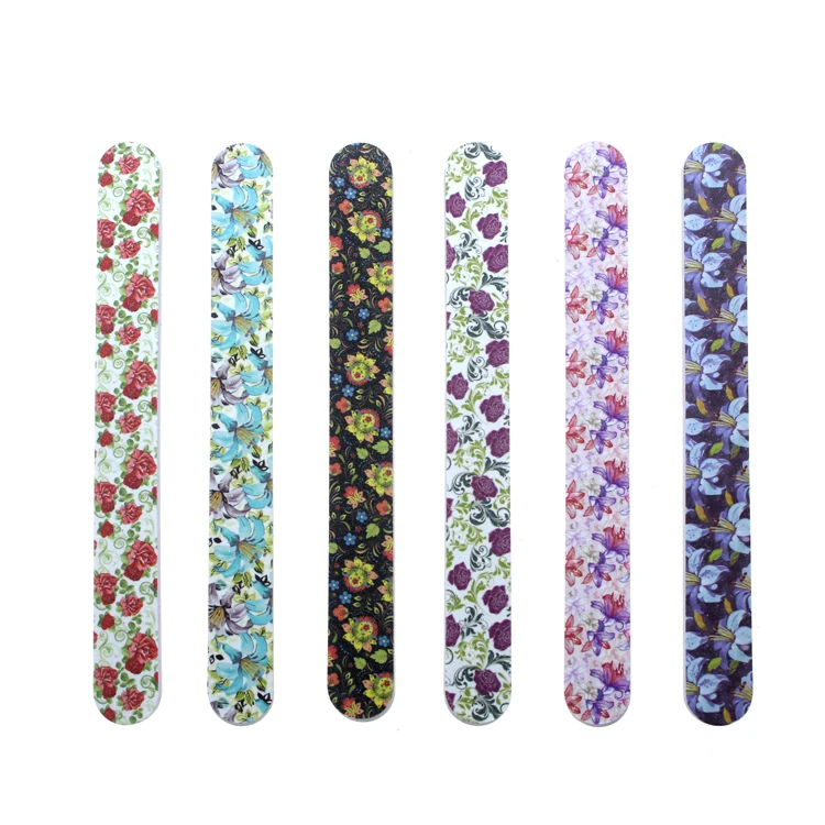 Fashion personalized straight print flower pattern nail file nail files with logo for manicure