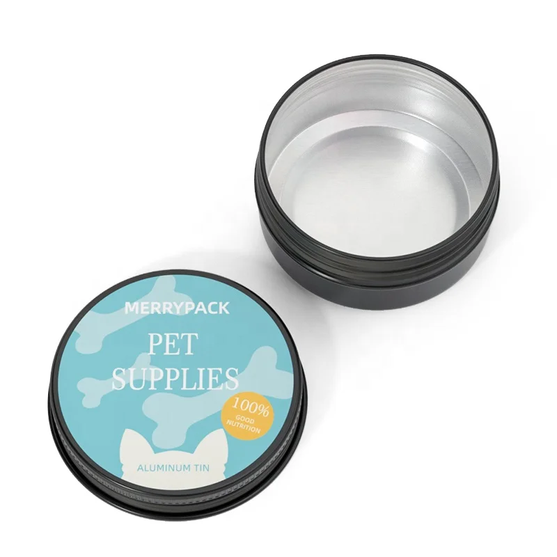 Matte Black 50ml/50g Custom Pet Paw Balm and Beard Balm Packaging Tin Aluminum Jar with Twist Top 60ml 150ml Volumes Available
