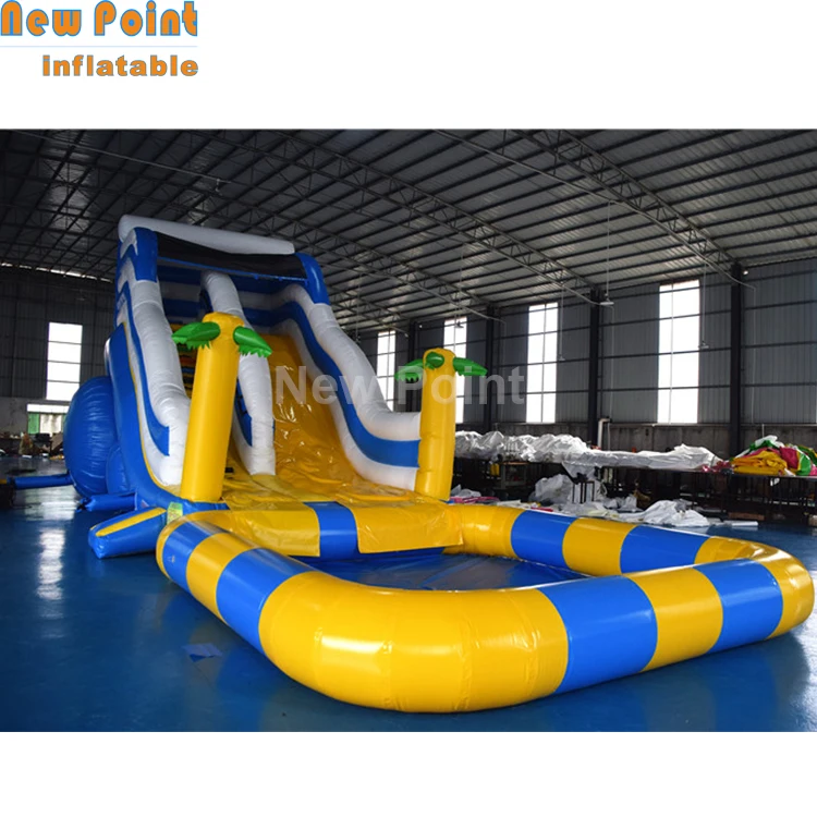 single lane palm tree inflatable water slide inflatable swimming pool combo