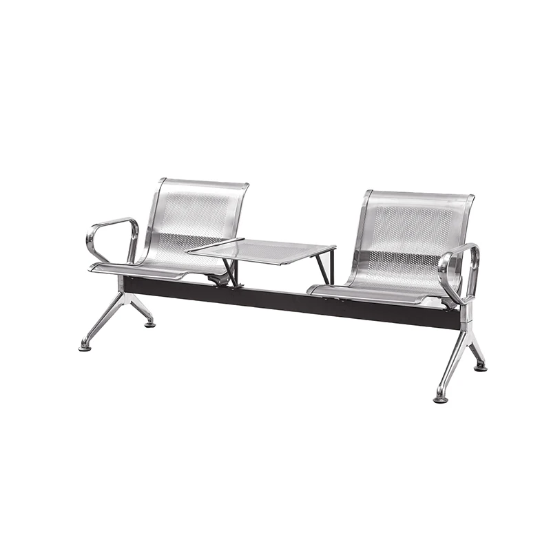 FLYA Public Reception Metal Airport Barber Shop Hospital Stainless Steel Accompany Chairs 3/4/5/6 Seats Waiting Chairs