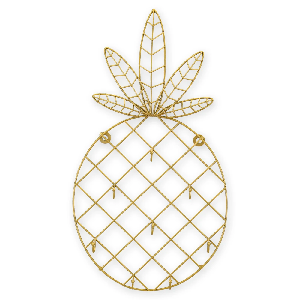  Wholesale Hot Sale Nordic Metal Wire Gold Pineapple Wall Art Hooks Decor For