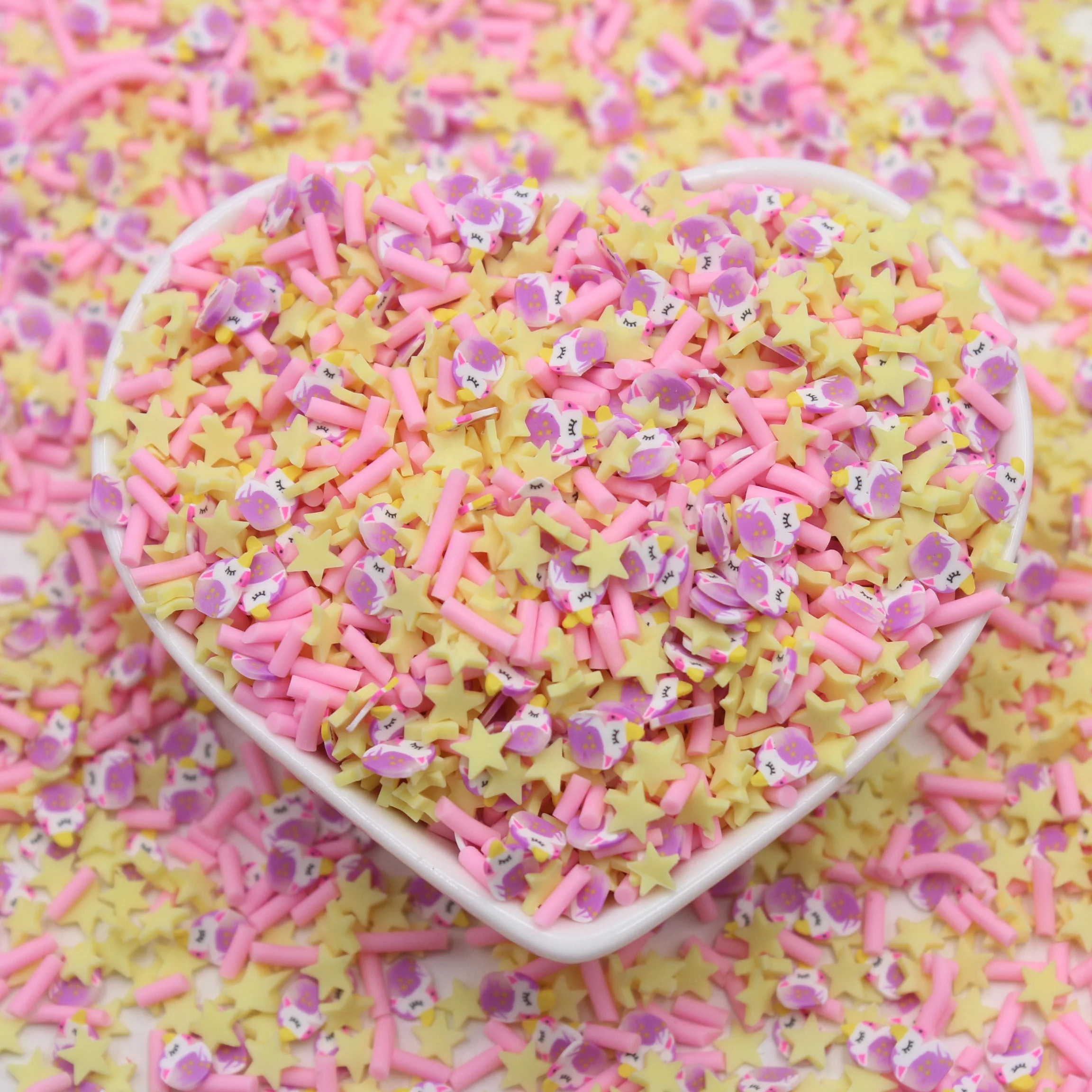 1KG/bag 5mm Adorable Unicorn Clay Slice Mixed Star Candy Sprinkles Slime Supplies Shaker Filler