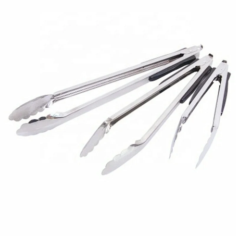 Buffet with kitchen stainless steel food with toast and steak with outdoor barbecue tools