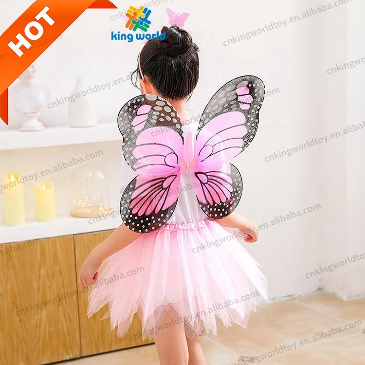 Kids Birthday Butterfly Dress Up Girl Performance Fairy Dress Halloween Party Cosplay Tutu Skirt with Cute Light Wing