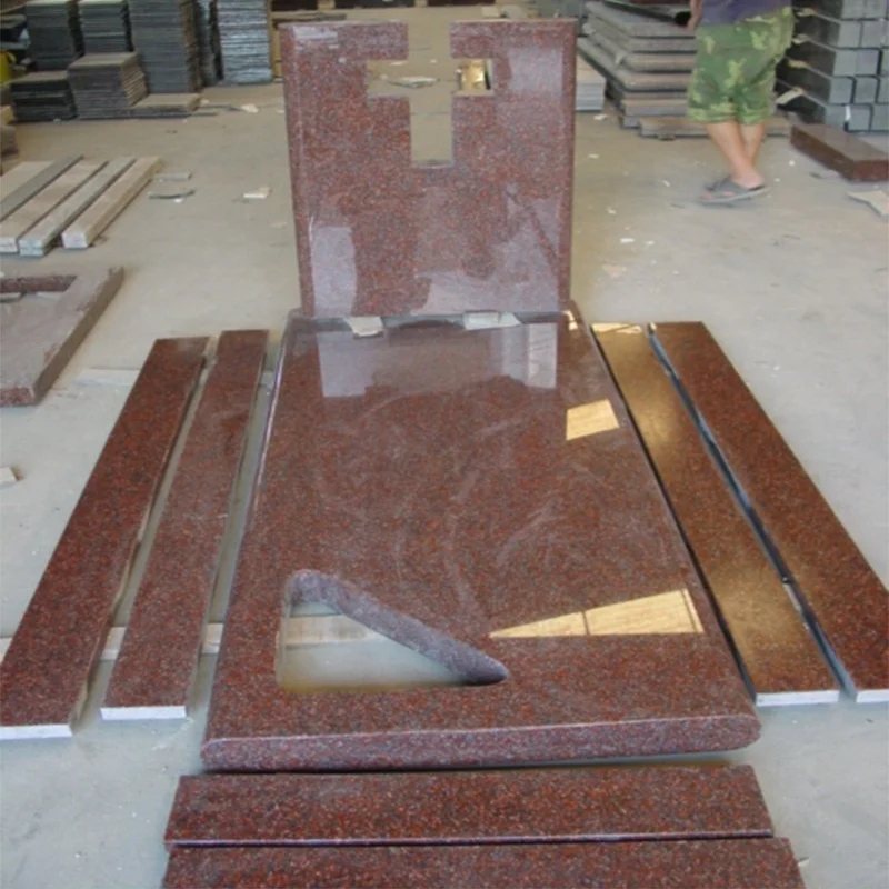 india red granite Italy headstone with bench