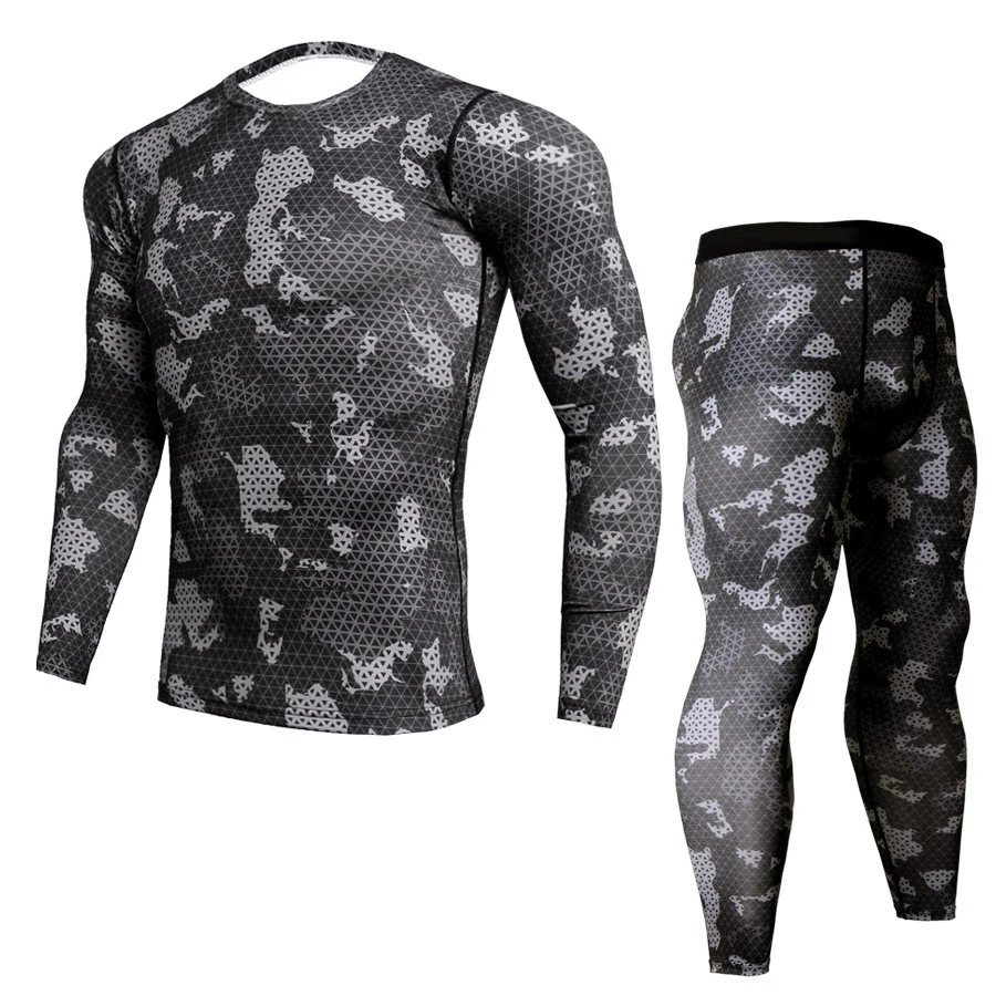 Hot Sale Men Women Long Sleeve Shirts And Leggings Set Custom Logo Compression Gym Fitness Rash Guard
