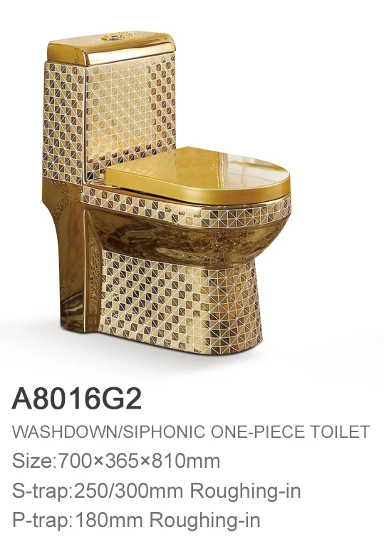 Guangzhou Factory Cheap Price S Strap High quality bathroom wc washdown two piece ceramic golden toilet bowl gold plated toilet