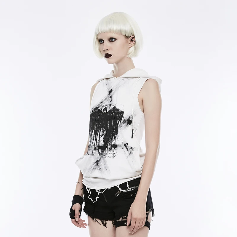 OPT-161 PUNK RAVE young girl summer t-shirt women punk sleeveless hooded t-shirt