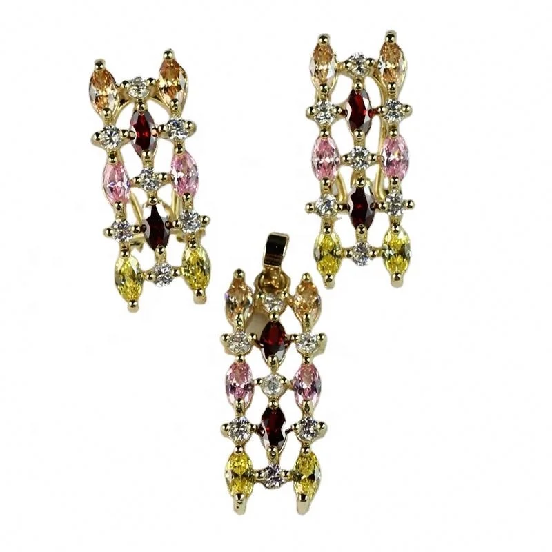  New Design Gold Jewelry 18k African Sets Color Crystal