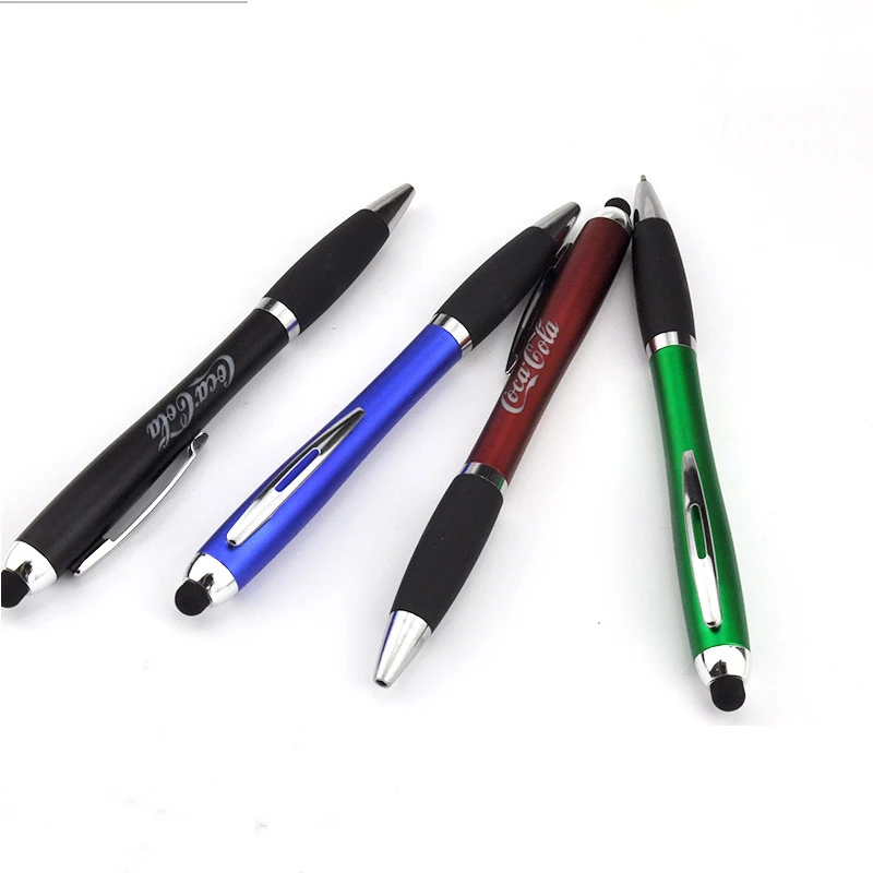 
OEM Led light up gift soft touch screen pen Custom logo promotional ballpoint ball pen with stylus 