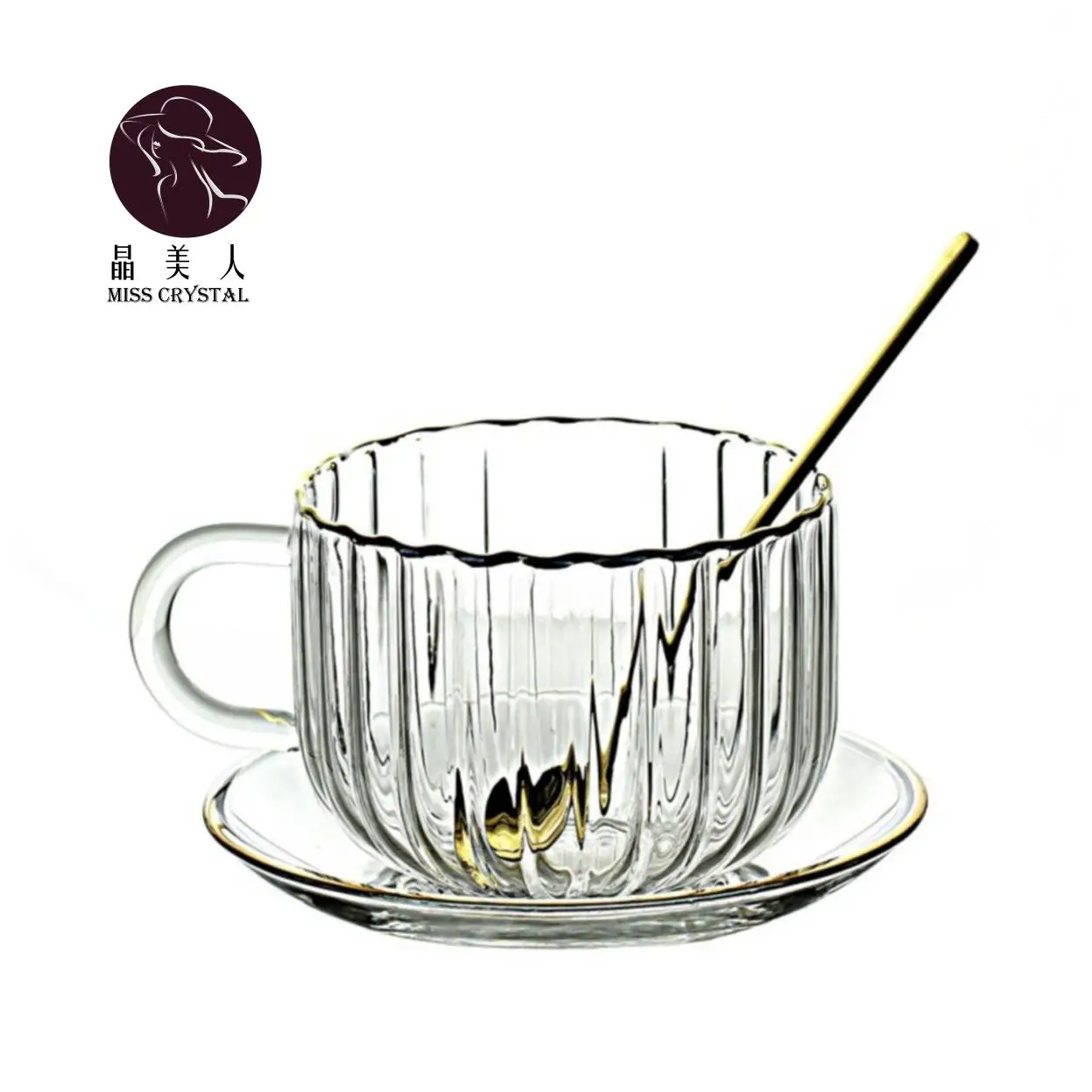 High Temperature Resistant Simple Style Pumpkin Shape Design Crystal Glass Cup for Breakfast and Milk