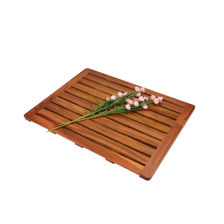 Wholesale Eco-friendly Anti Slip Bath Mats Waterproof Wooden Bathroom Mat Hotel Non Slip Bamboo Bath Mat