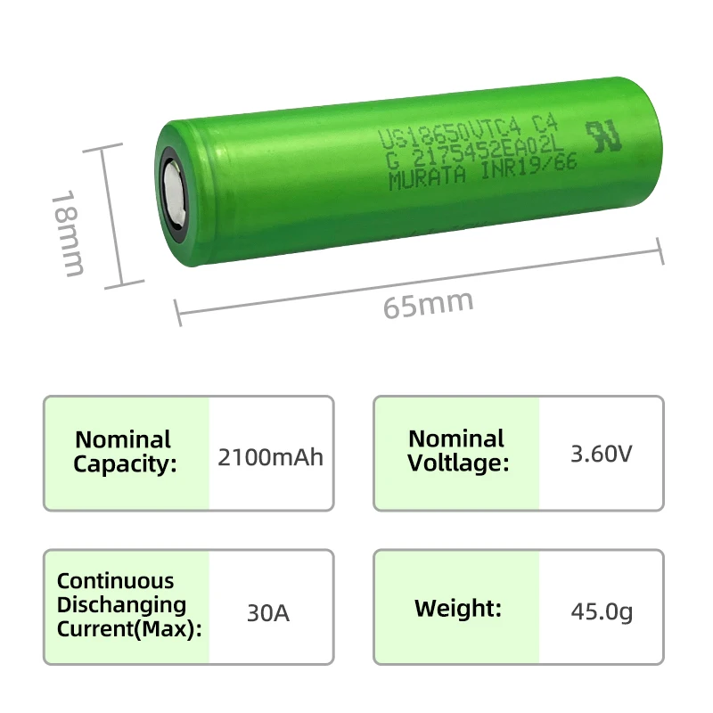 100% original 3.7V 2100mAh 30A Rechargeable 18650 li ion battery cell  For Mobile Flashlight