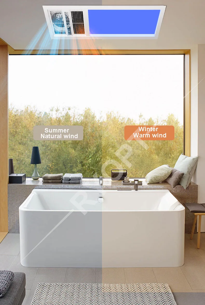 Led Artificial Skylight  Sunlight Blue Sky Lamp Tuya Smart Ceiling Kitchen Bedroom Master Ceiling Panel Light With Air Heater