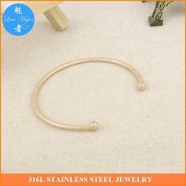 Rose Gold Plated Sand Blasting Cuff Bangle Fashion Jewelry Rigid Fit Stainless Steel Bangle For Women
