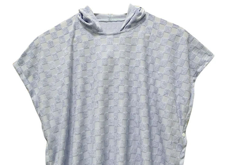 Hot sale Terry cotton Checkerboard Poncho with Buttons Toddler Hooded Cloak for Beach Swimming