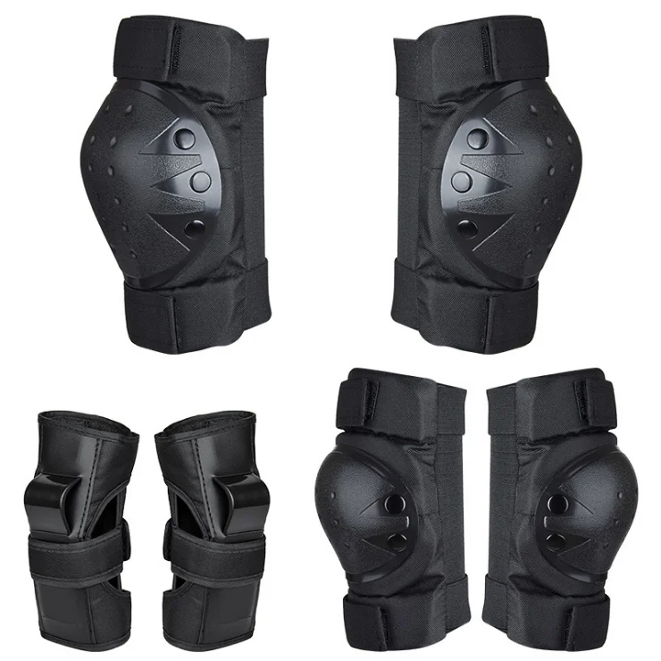 Protective Gear Set Knee and Elbow Pads Wrist Guard for Roller Skate Kids Cycling Sports Black Pads Anti-collision Brace Support
