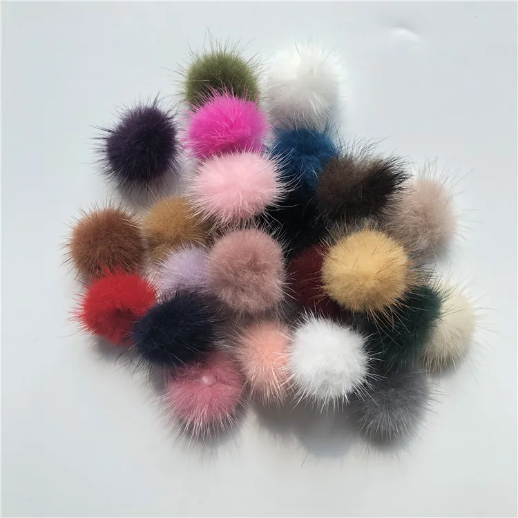 Wholesale colorful 30mm mink fur ball for jewelry findings