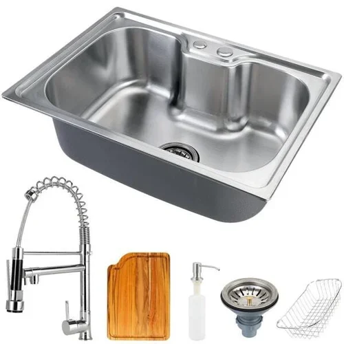 Top 1 Hot Selling Brazil Hot Selling 304 + pia de Torneira Gourmet Prizi Cheff 50cm, Bancada stainless steel kitchen sinks