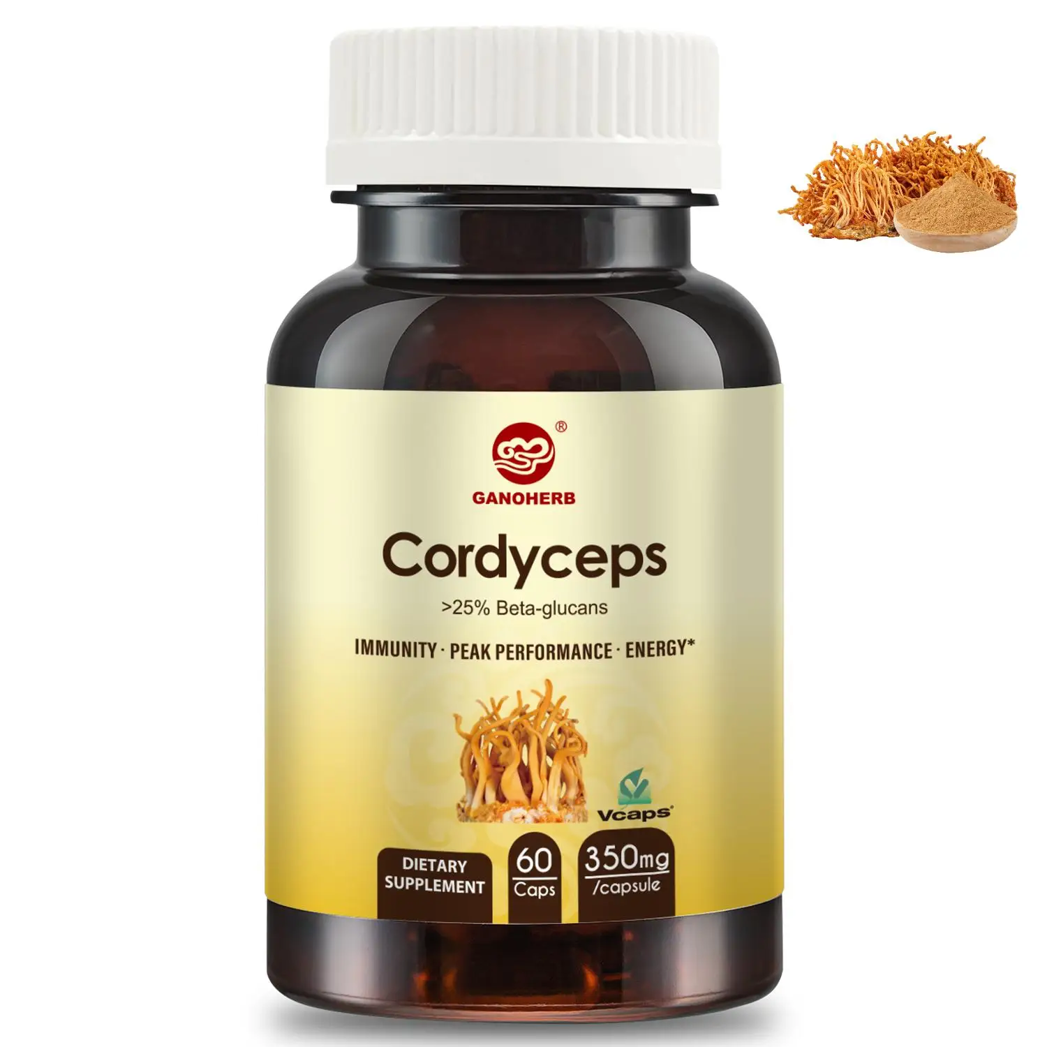 Supplemento Organic Cordyceps Vegan Capsule Beta Glucan over 25% Health Supplements