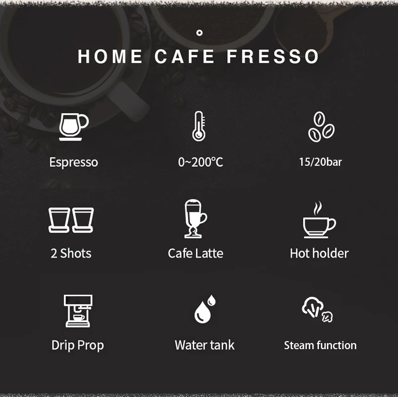 20 Bar Pump Electric Coffee Machine 1200w with Capsule Part