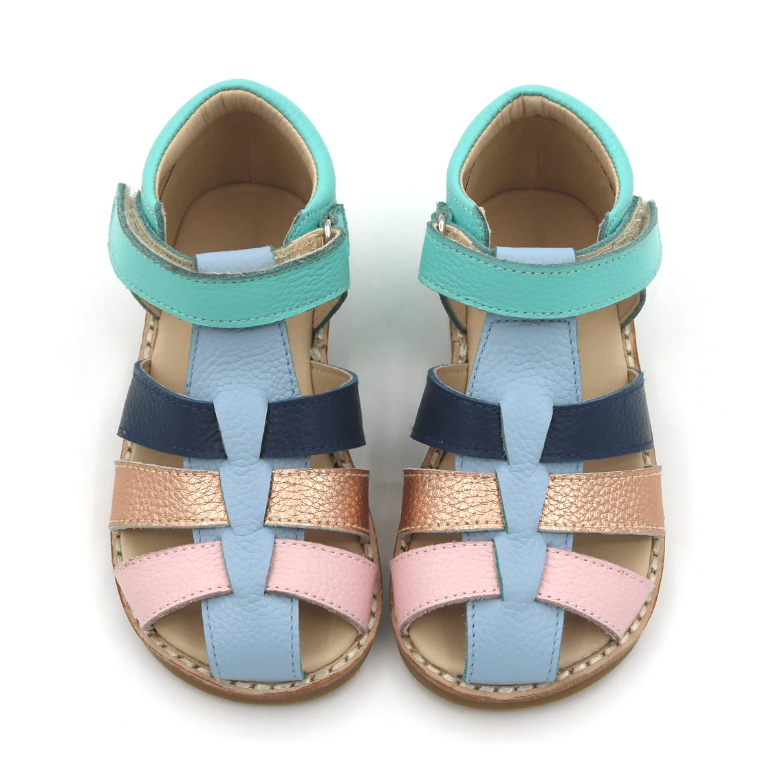 Wholesale Summer Casual Flat Kids Dress Shoes Children Custom Boys Girls Baby Sandals Leather Light COW Strap OEM CAS Key Anti