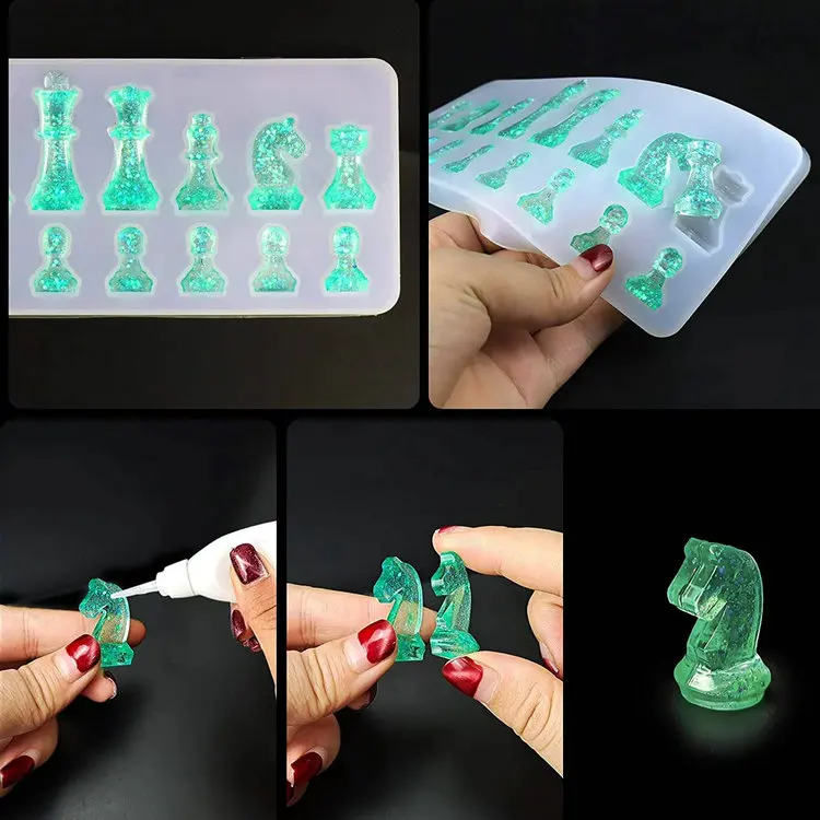 Homesun DIY Crafts 3 pack Crystal Epoxy International Chessboard Mold Silicone Resin Chess Molds