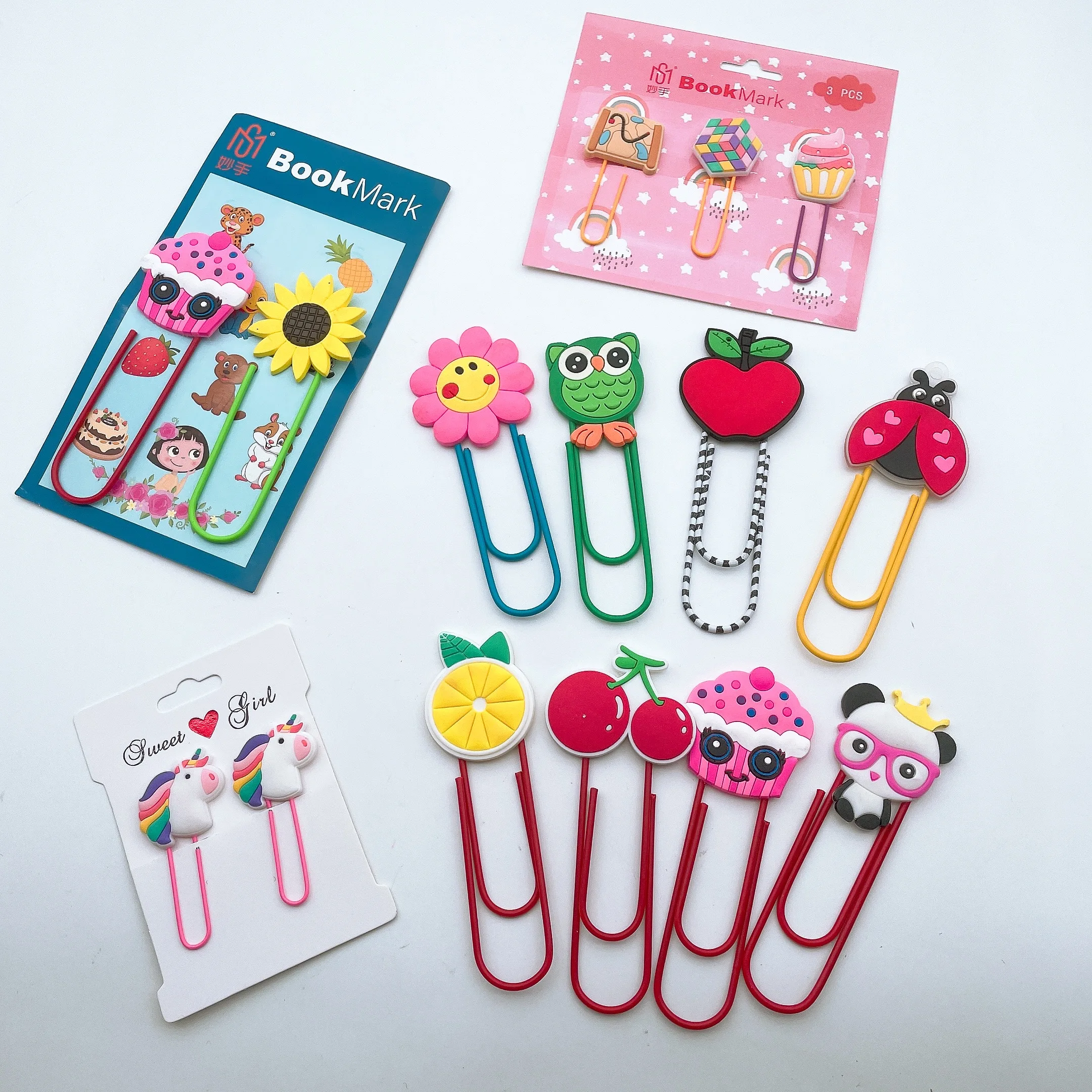 Cartoon Animal Fruit Paper Clip 3D PVC Customized Book Marks
