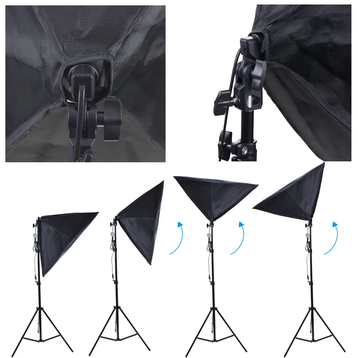 2pcs E27 Socket Bulb Photo Portraits Shooting Box Softbox Photography Lighting Kit Continuous Lighting System Studio Equipment