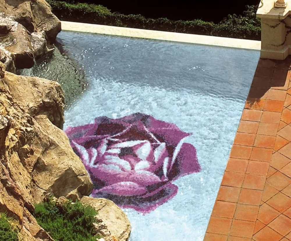 mural flower glass mosaic tiles for swimming pool
