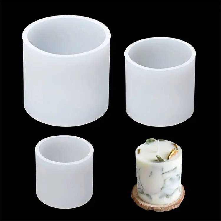 DIY Cylinder White Transparent Silicone Candle Resin Mold For DIY Dried Flowers Casting Candle Jar Mold Candle Mold