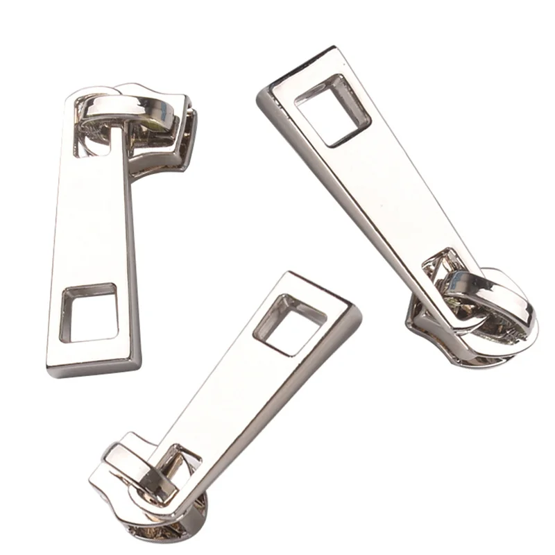 Ivoduff zipper head square shape silver 5# nylon head zipper pull