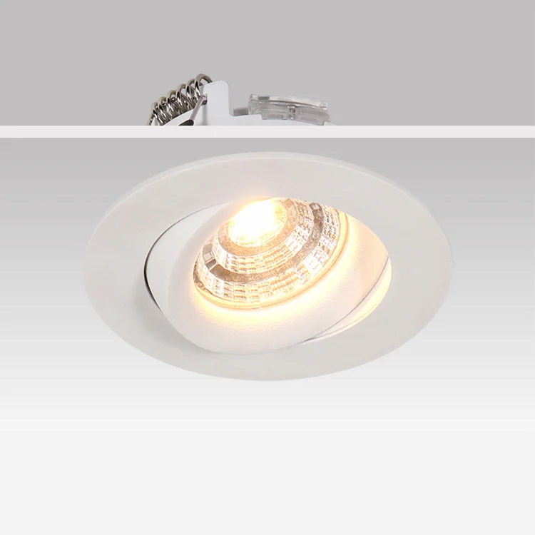 China wholesale 3000k down light 360 gimbal IP44 die cast aluminium recessed cob led downlight