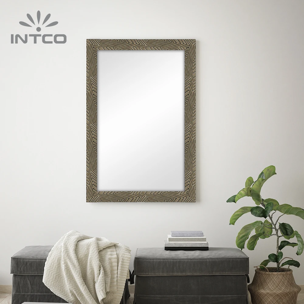 INTCO New Arrival Decorative Rectangular Diamond Bronze Bathroom Wall Mirror Frame
