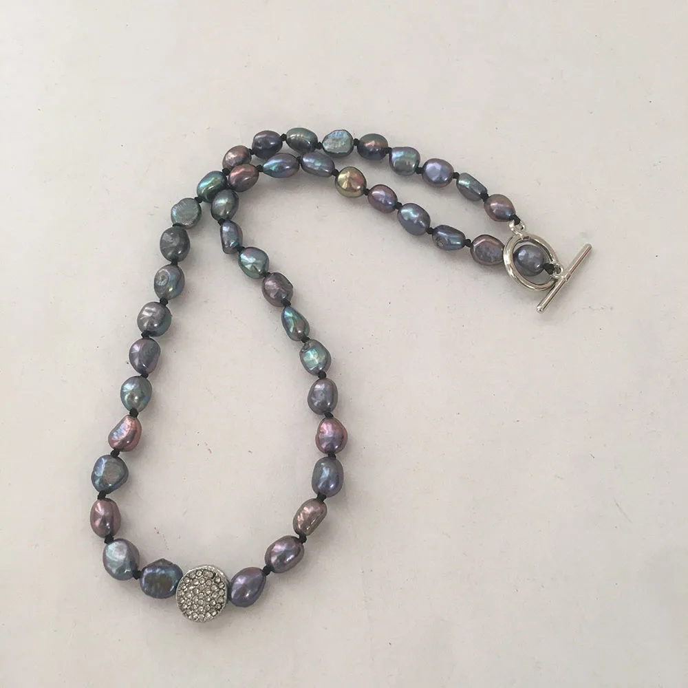 fashion choker necklace ,100%  freshwater pearl ,6.3.-7.3 MM diamond baroque pearl, 7-10 mm length